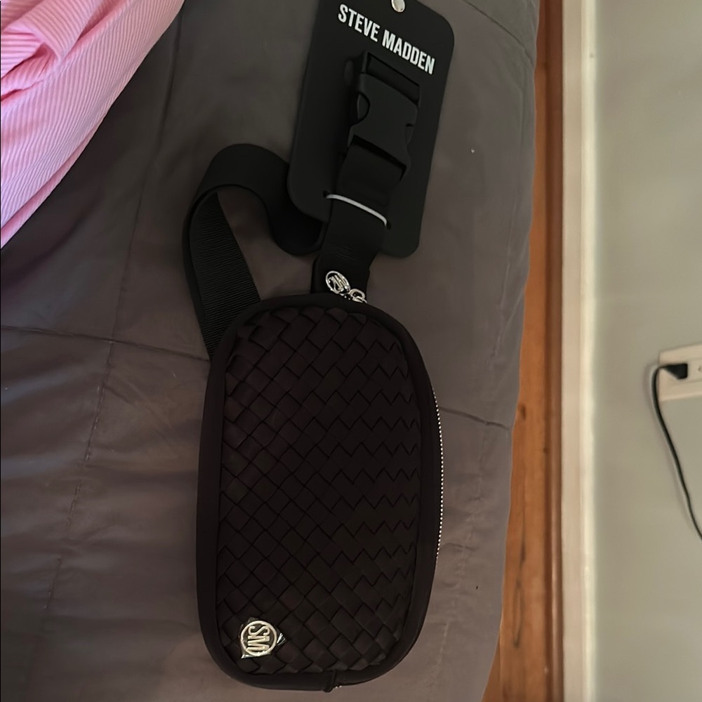 Steve Madden Black Woven Fanny pack